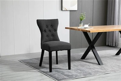 Grey Wood Upholstered Dining Chairs
